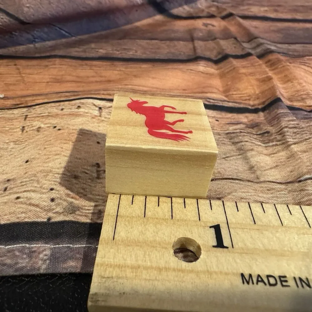Unicorn Silhouette Mini Wood Rubber Stamp Small Magical Mythical Fantasy Scrap
